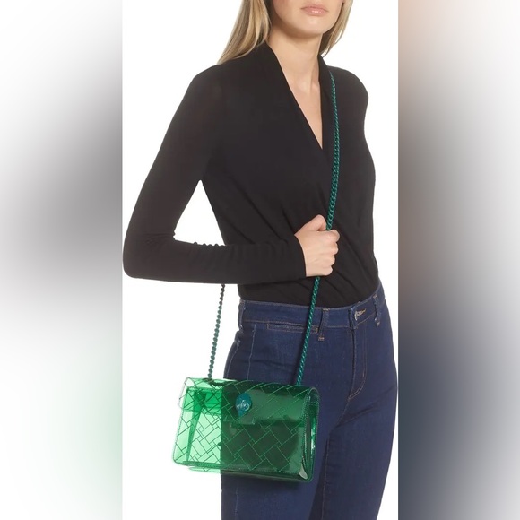 Kurt Geiger London Medium Kensington Green Vinyl Crossbody Bag - Picture 7 of 9